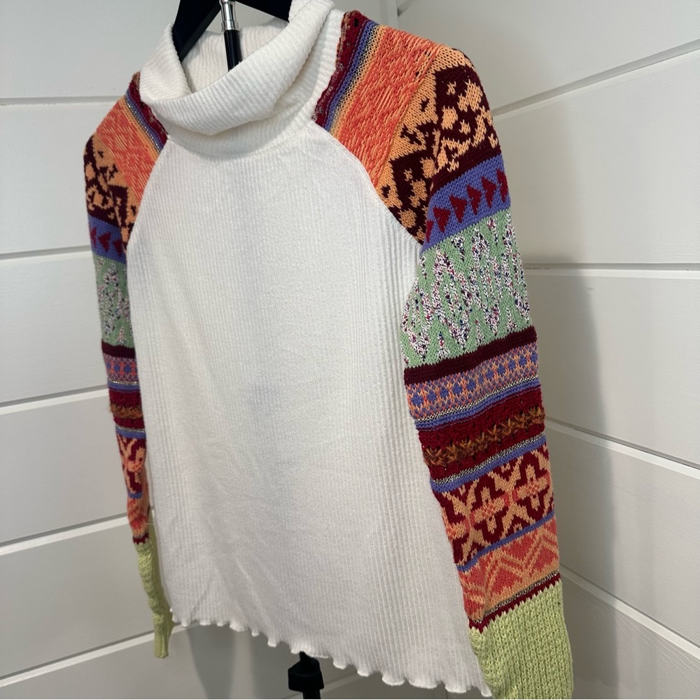 Free People Cream Ribbed Mock-Neck Sweater - Picture 6 of 13